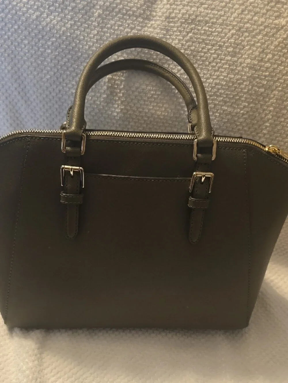 Michael Kors Olive Green Saffiano Satchel with Gold Hardware